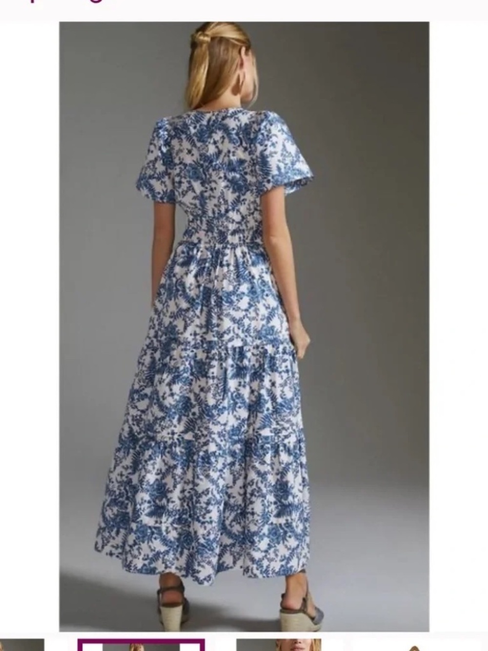 Anthropologie Maeve Somerset Maxi Dress ,Blue White Floral ,Small, NWOT - Picture 2 of 7